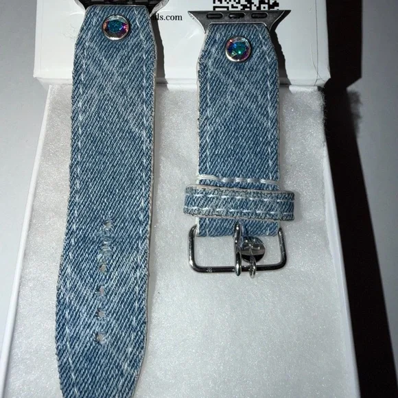 Authentic Upcycled Chanel Denim Skinny Watchband by Spark’l- size 3 - Picture 3 of 5